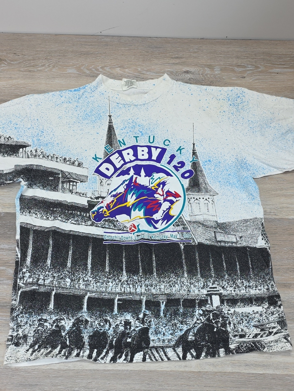 Vintage 1994 Kentucky Derby 120 All Over Print T-Shirt XL